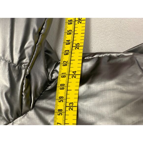 MACEOO + Gold Strike Mens Puffer Jacket Silver Metallic Shiny Spellout XL - Picture 12 of 14